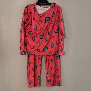 Heart Pattern women’s Pajamas - Pink and Blue